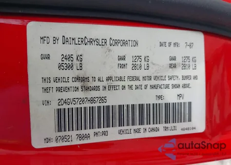 2007 Dodge Magnum Rt из США, поврежденный, VIN 2D4GV57207H867265